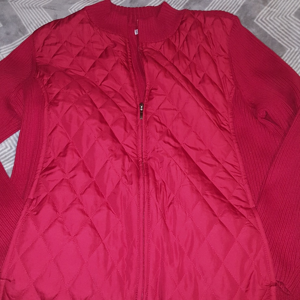 Croft & Barrow 2 Pockets Rib Knit Quilted sweater